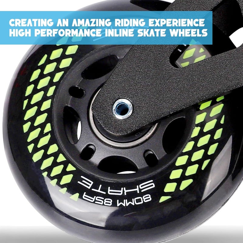 Kutrick 8 Pack Inline Skate Wheels 72mm, 76mm, 80mm - ABEC9 Bearing - 85A Durometer PU - Compatible with Rollerblade, Roller Derby, K2 Skate (Black, 80MM) - Image 3
